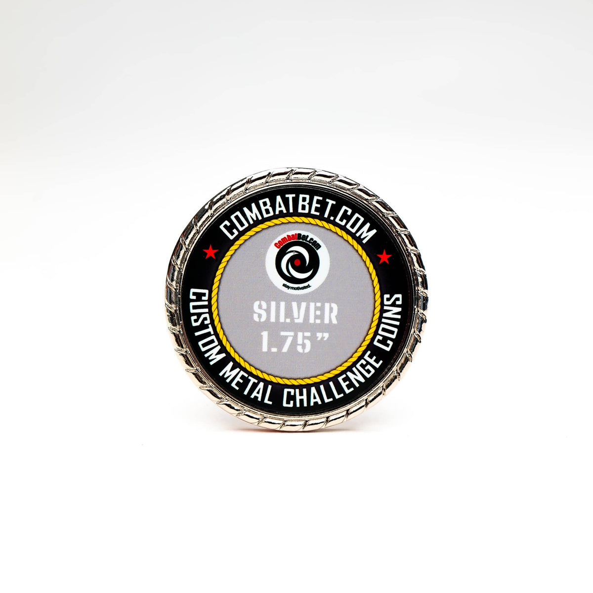 360view 1.75" Custom Metal Challenge Coins Silver Rope Border